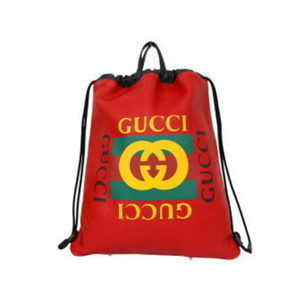 Gucci Drawstring Backpack Leather Red Black - image 1